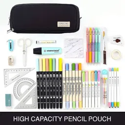 egab Student Blue Series Plain Art Polyester Pencil Box image 4