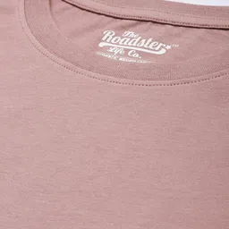 roadster Men Typography Round Neck Cotton Blend Purple T-Shirt image 2