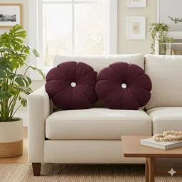 alden Microfibre Cushion Pack of 1 Solid Premium Round cushion-picture-28