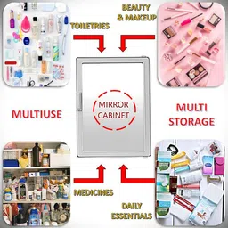 pgen Small Size Compact Multipurpose Bathroom Mirror Cabinet Wall Hung for Storage Polypropylene Wall Shelf image 5