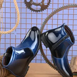 vellinto Royal Look Zipped Boots For Men ll Casual Shoes For Men ll Latest Patent Leather Chain Boots For Men image 2