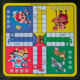 r c enterprises CARROM BOARD with Ludo & Snake n Ladder, 24Pcs. Crystal Coins, Powder, Striker 50 cm Carrom Board image 5