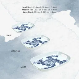 st stehlen 100% Pure Melamine Set of 3 handy Serving Tray, BLUE ORCHID Theme,Home & Kitchen Tray Serving Set image 3