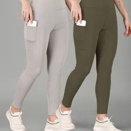poojaran Solid Women Grey Tights-picture-13
