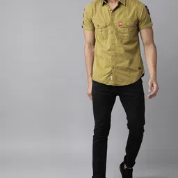 Roadster Men Khaki Pure Cotton Regular Fit Solid Casual Shirt image 2