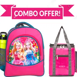 myron Barbie High Quality School bag For Nursery to UKG Class + Lunch Bag Waterproof School Bag-picture-14