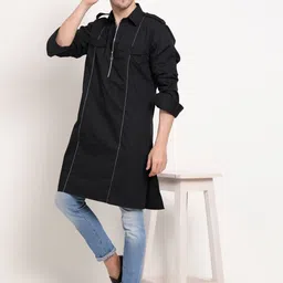 MIDAV Striped Thread Work Pathani Cotton Kurta image 2