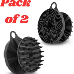 2Pcs 2in1 Silicone Body Washer Deep Cleansing Bath Brush & scalp Massager-image-5