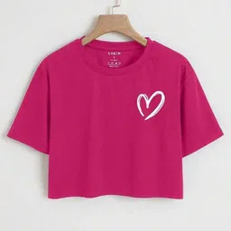 popshino Women Printed Round Neck Cotton Blend Pink T-Shirt-picture-18