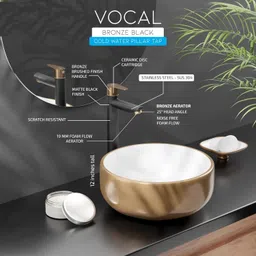 kyari - Tall Deck Mount COPPER BLACK 12' inch Pillar Tap TP- 10658 For Basin / Table Top Wash Basin Pillar Tap Faucet image 2