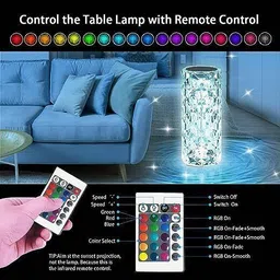 RuHaNest Crystal Table Lamp 16 Color Changing LED Night Lights USB Remote & Touch Control Table Lamp-image-4