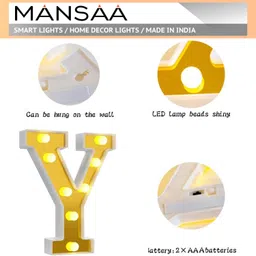 mansaa LED Marquee Letter Lights Sign, Alphabet LED Lights for Home Party Wedding Decoration - Y Table Lamp image 3