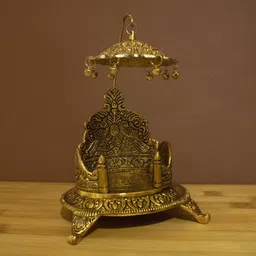 Traditional Brass Mukali Stool peeta chowki Sinhasan God Idols – Idol Stand Decorative Showpiece - 21 cm-image-63