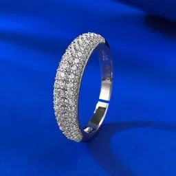 syfer Pave Dome Design RIng for Girls and Women (Adjustable) Alloy, Stainless Steel Cubic Zirconia Silver Plated Ring-picture-17