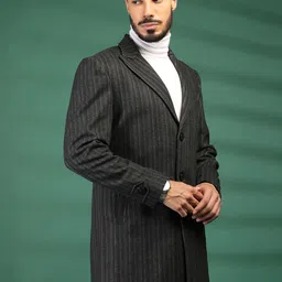 mast & harbour Polyester Striped Coat For Men image 3