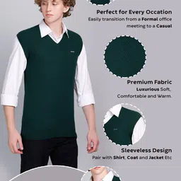 godfrey Men Solid V Neck Green Sweater image 4