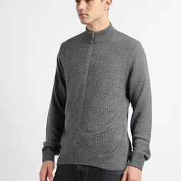 dennis lingo Men Solid Turtle Neck Grey Sweater image 3