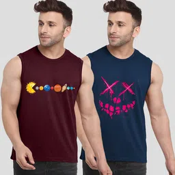 fastcolors Pack of 2 Mens Cotton Blend Printed Inner Vest Men Vest-picture-38