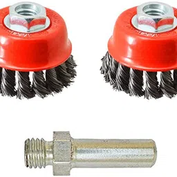 kshivi Twisted Cup Brush For 4" Angle Grinder Thread Size: M10 With Drill Attachment Wheel Brush image 1
