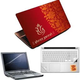 FineArts Lord Ganesh H034 4 in 1 Laptop Skin Pack with Screen Guard, Key Protector and Palmrest Skin Combo Set-picture-27