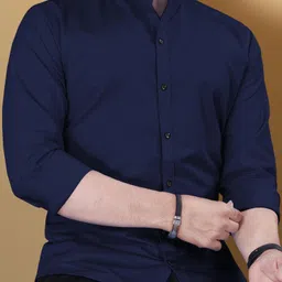 vebnor Men Regular Fit Solid Mandarin Collar Casual Shirt-picture-15