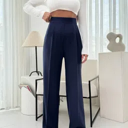 njfashion Women Regular Fit Blue Lycra Blend Trousers image 5
