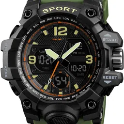 diaggro Sport watch with shock and scratch resistance and multiple functionality Analog-Digital Watch - For Men Men's Sports Watch 1327 Green, Multi-Functional image 2
