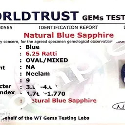 aanya jewels Blue Sapphire Stone Certified (Neelam) Gemstone 8.25 Ratti Rashi Ratan For Wear in Ring Sapphire Stone image 3