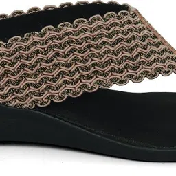 vwalk Women Ethnic & Fashion Slip-ons Low-Heel Wedge Sandals | Heel Height: 1.5 Inch Wedges Sandal image 4