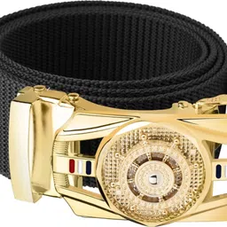 buffcage Men Party, Evening, Casual, Formal Black Canvas, Nylon Belt image 2