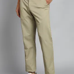 allen solly Men Slim Fit Beige Cotton Blend Trousers image 3
