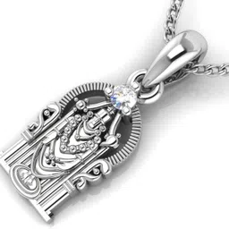 avsar God Shape Pendant 14kt Cubic Zirconia White Gold Pendant image 3