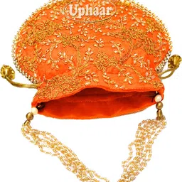 manuhaar Women Orange Potli image 2