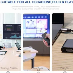 RuhZa Type C To 4 In 1 USB C Docking Multiport Adapter With HDMI 4K+VGA+USB3.0+USB C Compatible with Android, Laptop, Mac, PC etc. USB Cable image 4