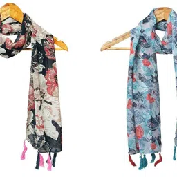 mss fashion Printed Chiffon Women Multicolor Stole, Scarf, Fancy Scarf-picture-12