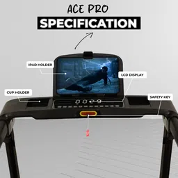 durafit Ace Pro 4.5HP Peak BLDC Motorized | 16km Speed | 20-Auto Incline| Home Use Black Treadmill image 5