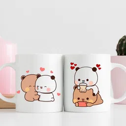 craft fair Cute Panda Couple Printed Ceramic Coffee Cup Gift for Couples, Friends Ceramic Coffee Mug-picture-23