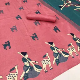yashika Printed Kalamkari Art Silk Saree-picture-24
