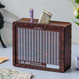 ecraftindia Wooden Piggy Bank for Kids Girls Boys| Money Box 1,00,000 Rs Goal Tracker-picture-11