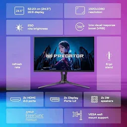 Acer 62.23 cm (25 inch) Full HD IPS Panel Gaming Monitor (Predator XB253Q F3 FreeSync Premium Dual Speakers) image 4