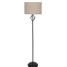 new era Basic Iron Floor Lamp with Jute Shade (Black & Beige) image 5