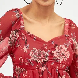harpa Casual Regular Sleeves Floral Print Women Red Top image 4