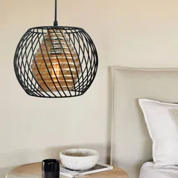 homesake Twister Cage Pendant Lighting with Glass Shades Fixture, Oval Glass Pendants Ceiling Lamp-picture-27