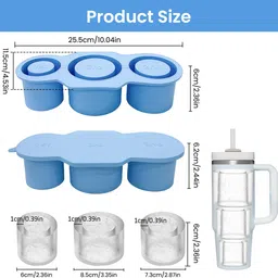 hasthip Silicone Ice Mold for Stanley Tumbler Multi Size Hollow Cylinder Ice Cube Tray Blue Silicone Ice Cube Tray image 3