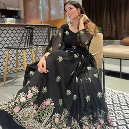 kedar fab Embroidered Georgette Stitched Anarkali Gown image 3