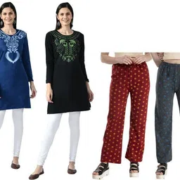 indeweaves Pack of 4 Women Self Design Wool Straight Kurta-picture-27