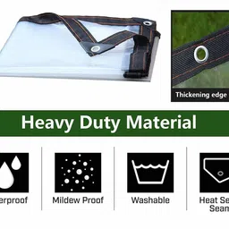 diamond america Transparent Tarpaulin Waterproof 20 x 10 ft Eyelets Dustproof Rainproof Tent - For Tarpaulin 650 GSM Plastic Tarpaulin Pr image 2