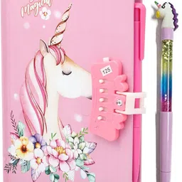 rashi Secret Personal Lock Dairy with 3D Gel Pen (RANDOM COLOUR AND DESIGN) A5 Diary SINGLE RULE 50 Pages-picture-28