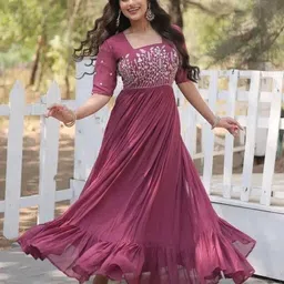 mdhurima fashion Embroidered Georgette Stitched Anarkali Gown-picture-48