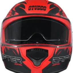 studds Drifter D2 Full Face Helmet with Clear Visor (Matt Red N9, L) Motorbike Helmet image 2